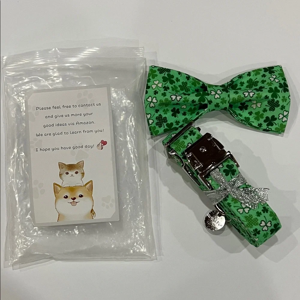 UP Urara Pup shamrock leash and bow tie for dogs size Medium BRAND NEW